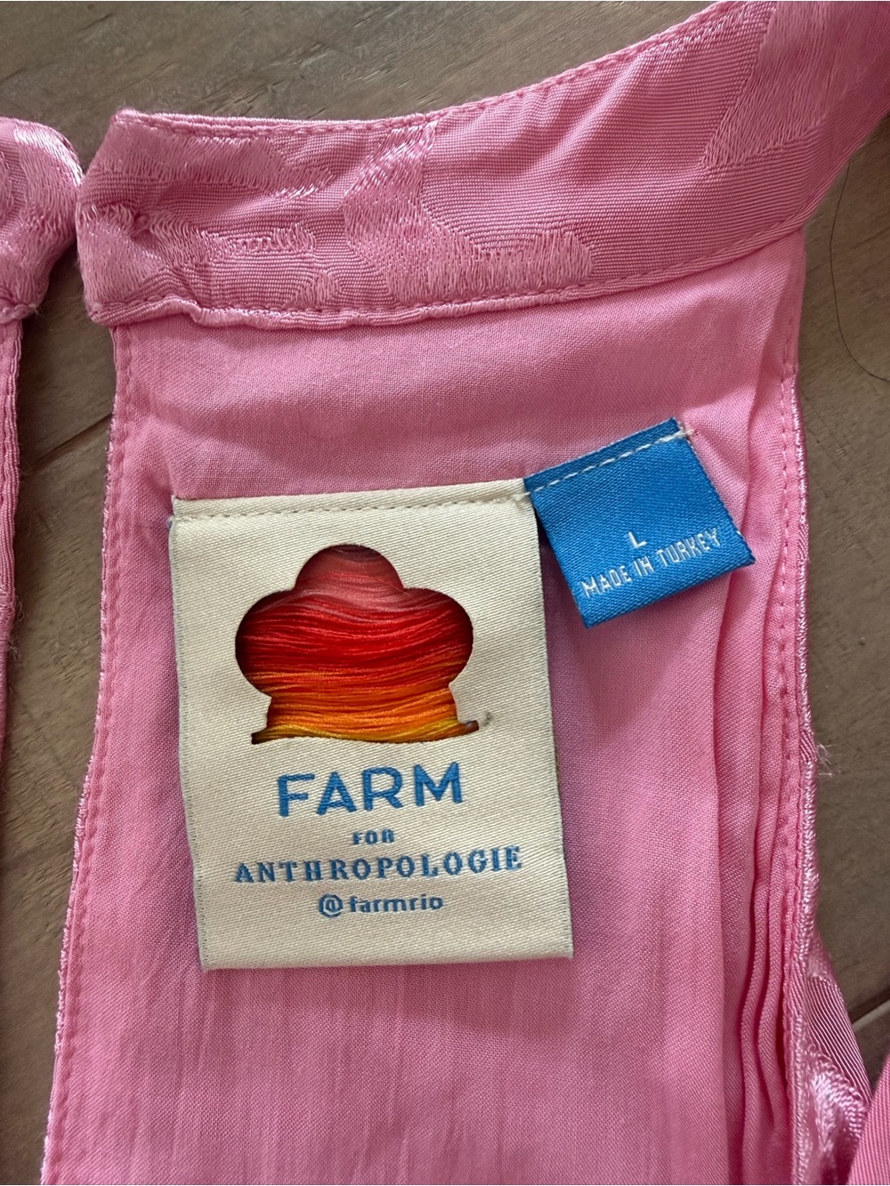 Farm Rio x Anthropoligie V Neck Tiered Pink Maxi Dress - Picture 4 of 5